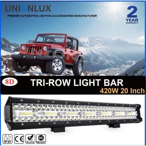 Triple Row 20inch LED Light Bar 420W LED Work Light for Car Tractor Boat OffRoad 4WD 4x4 Truck SUV ATV Driving Lamp 12V 24V
