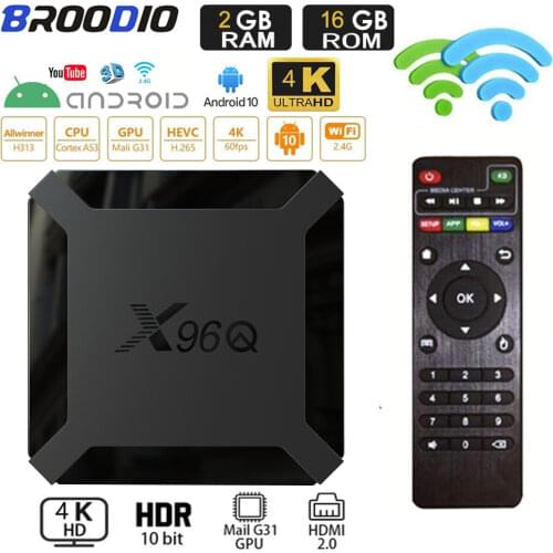 TV Box Android 10 X96Q Allwinner H313 Quad Core 4K 2.4G Wifi 1GB 8GB 2GB 16GB H.265 Media Player 3D Video TVBOX 2021 Set Top Box