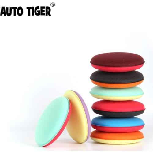 AUTO TIGER Double-Sided Super Soft Microfiber Car Wax Applicator Round Waxing Sponge For Waxing And Polishing