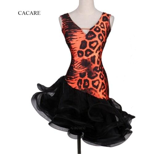 2018 NEW Flapper Dress Latin Dance Dress Women Latin Dance Costume CHEAPEST D0251 Leopard with Fluffy Sheer Hem
