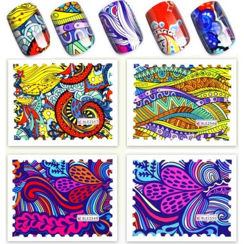 1 Sheet Fashion Nail Stickers Water Transfer Decals Adhesive Slider Manicure Nail Art Decoration Tips UV Gel Polish BLE2535-2578