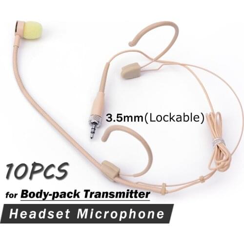 10PCS Top Quality Singing Headworn Mic !! PRO Condenser Headset Microphone For Sennheiser Wireless Bodypack 3.5mm Lockable Plug