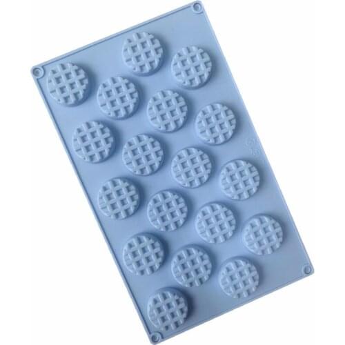 18 Waffle Round Biscuits Silicone Mold Chocolate Block Cake Decoration Fondant DIY Silicone Mold