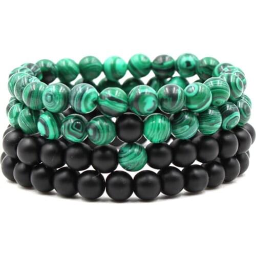 2 pieces/Set 8mm Natural stone Beads men bracelets Weave charm Couple Bracelet for men&women Jewellery grace