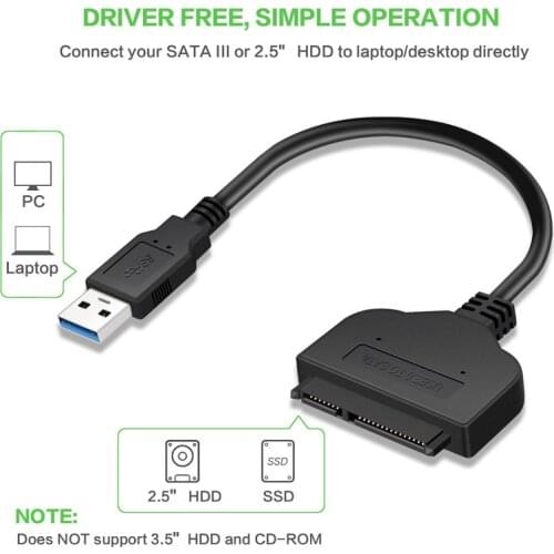 2021 New USB SATA 3 Cable Sata To USB 3.0 Adapter UP To 5 Gbps Support 2.5Inch External SSD HDD Hard Drive 22 Pin Sata III A25