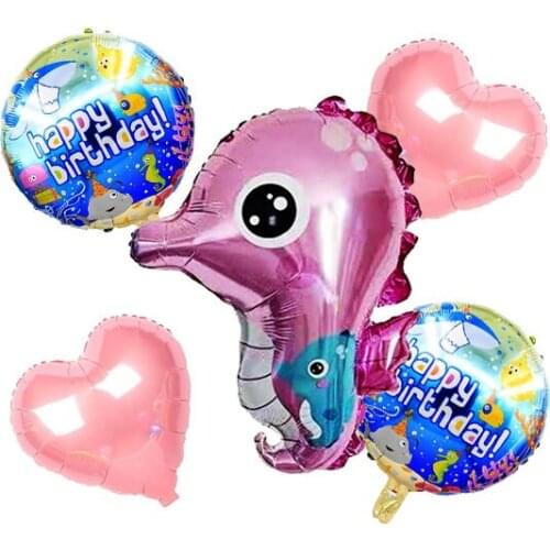 5 pcs Sea World Ocean Animal Balloons Set Sea Birthday Party Under the Ocean Theme Baby Shower Party Decorations