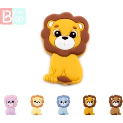 50/30/10PCS Silicone Teether Food Grade Silicone Mini Lion Beads Bpa Free Baby Teething For DIY Pacifier Pendant Rodents Beads