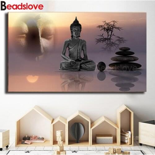 5d Diy Diamond Painting Buddha Zen Religion Stones tree Full drill large size Cross Stitch Daimond Mosaic Embroidery wall Art