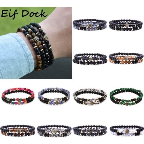 2pcs/Set 6mm Natural Stone Beads Bracelet Turquoises Tiger Eye Malachite Beaded Yoga Stretch Bracelet Jewelry Bestfriend Gift