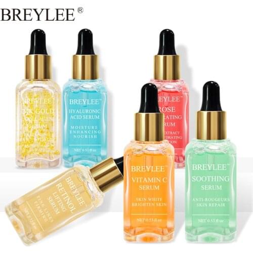 BREYLEE Facial Serum Hyaluronic Acid Collagen Vitamin C Moisturizing Whitening Lifting Firming Anti-aging Wrinkle Face Care 6pcs