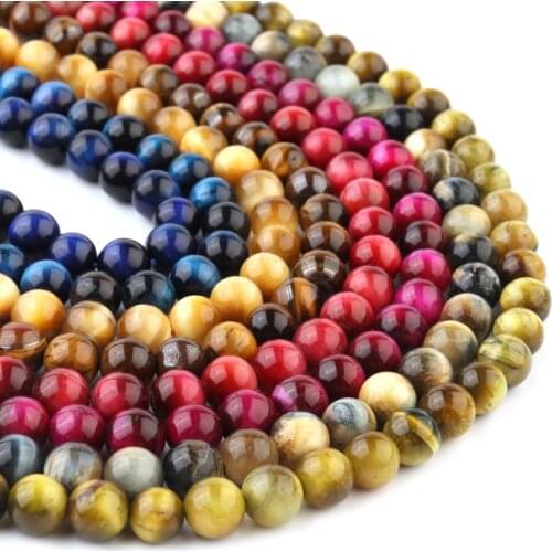 21 Colors Red Yellow Tiger Eye Beads Natural Stone Beads Loose Spacer Beads For Jewelry Making DIY Bracelet Necklace 15
