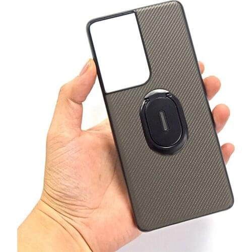 Case for Samsung S21/S21 Plus/S21 Ultra Carbon Fiber Phone Case Protective Shell Cover With Stand Function