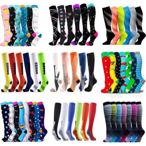 6 Pairs/Lot Dropship Compression Stockings For Edema Diabetes Varicose Veins Socks Men Women Atheletic Football Soccer Stockings