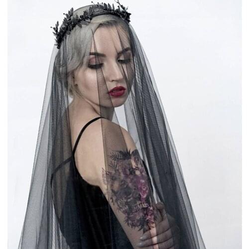 Cheap Real Photos 3M Black Wedding Veil One-layer long Bridal Veil Head Veil Wedding Accessories velos de novia 2019 largos