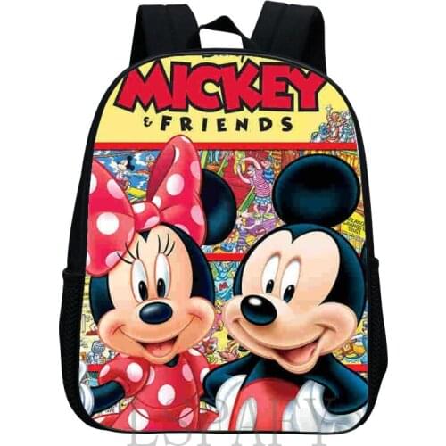Disney Baby Backpack For Boys Girls Cute Toddler Cartoon Mickey Minnie Schoolbag Kindergarten Schoolbag Fashion Mini Backpack