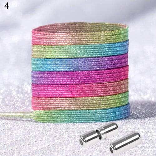 Giltter Rainbow Color/Floral Printing Elastic Locking Shoelaces Quick No Tie Shoelace For Unsex Kids Women Men Shoes Lace Hot