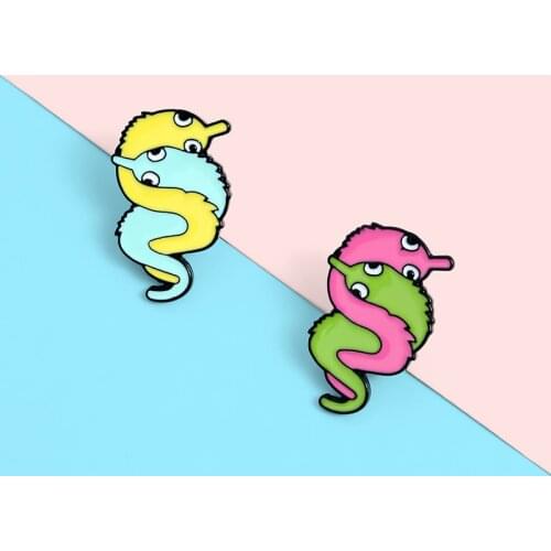 Hugging Worms Enamel Pin Custom Brooches Colorful Cartoon Badge for Bag Lapel Pin Buckle Funny Jewelry Gift for Friends