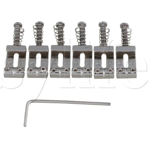 6 Pcs Electric Guitar Chrome Plated Bridge Saddles with a Wrench
