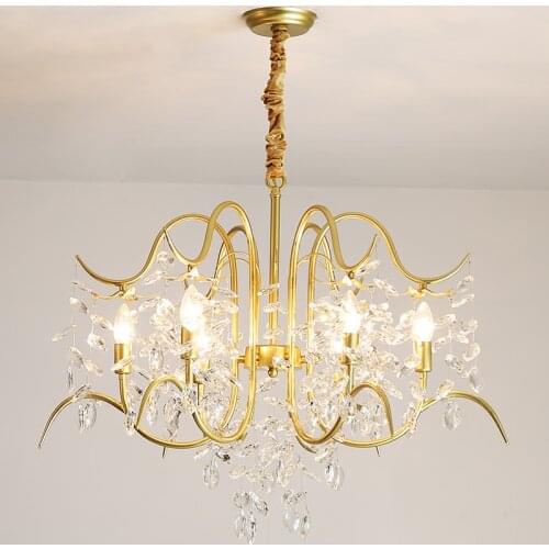 Crystal Chandelier Lighting Country Restaurant Lights Pastoral Light Luxury Gold Bedroom Living Room Iron led Chandeliers