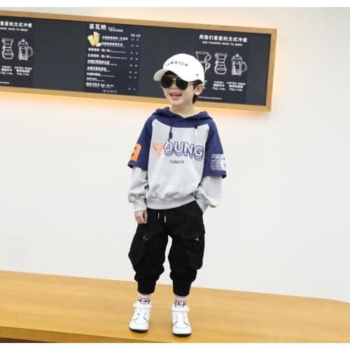 Latter Print Girls Hoodie Boys Sweatshirts Long Sleeved Hoody Children Autumn Casual Style Clothes Toddler Outerwear 4-12 Years