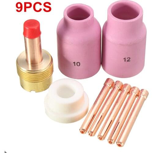 9Pk KIT for Gas Lens & Alumina Cup for Tig Welding for Large Gas Lens Set-up in Torch 17 18 and 26 Series