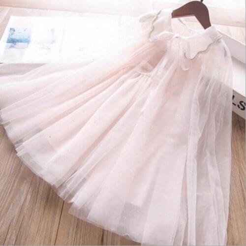 Summer new girls 2pcs sets baby girl pink pearl strapless dress and shawl suits kids outfits wholesale