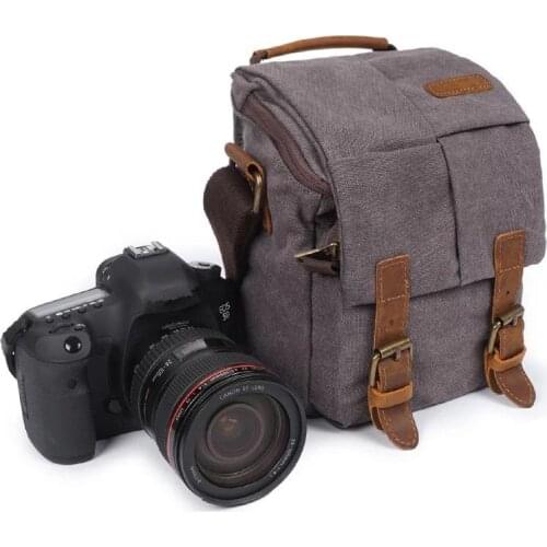 Multifunction Travel Camera Portable Men Shoulder Bag Vintage Leather Canvas Male Messenger Bags