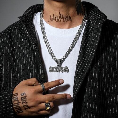 Fashion King Letter Pendant Necklace Charm Hip-hop Collar Chain Cuban For Man Rock Rapper Street Style Jewelry Nightclub Gifts