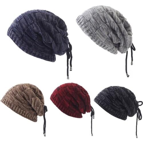 Men Women Winter Neck Gaiter Multi-Purpose Plaid Knitted Beanie Hat Thick Faux Fleece Lined Circle Loop Scarf Double Layer Windp