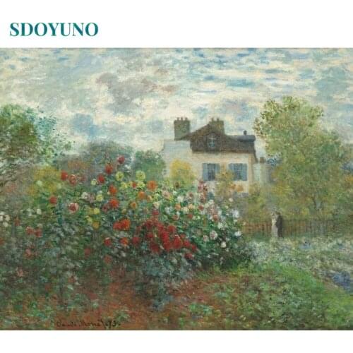 SDOYUNO Oil Painting By Numbers Scenery 60x75cm DIY Paint By Numbers On Canvas Frameless Handpaint Draw Number Home Decor