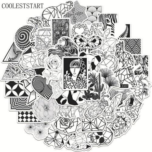 10/50Pcs/pack Funny Black and White Stickers Diy Aesthetics Phone For Motorcycle Skate Bike Mobile Guitar Refrigerator Laptop