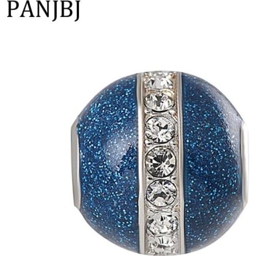 New 100% 925 Sterling Silver Bead Charm Starry Night Pave CZ Blue Enamel Charms Beads Fit Bracelets DIY Women Jewelry