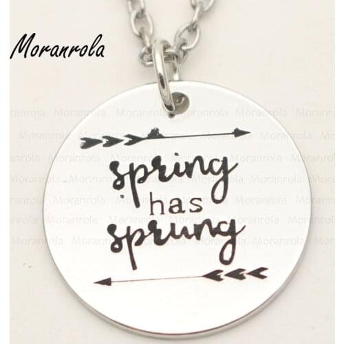 New arried "Spring Has Sprung"necklace keychain charm ,Spring necklace Easter gift Happy Easter charm Hello Spring fun spring