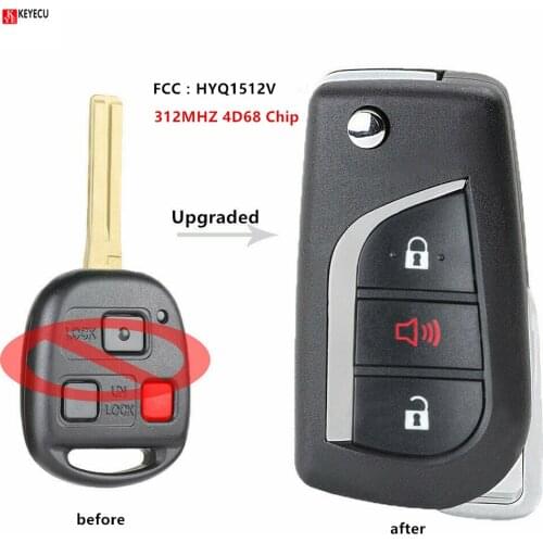 Keyecu New Upgraded Remote Car Key fob 312MHZ 4D68 Chip for Lexus LX470 2003 - 2008 GX470 2003-2009 RX300 HYQ1512V