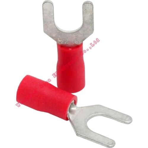 1000pc- SV1.25 Crimp Terminal Spade fork connector kit Wire Copper Crimp Connector Insulated Cord Pin End Terminal AWG 22~16 Red