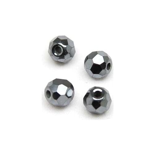 Miasol 6MM Hematite Football Faceted Round Spacers Beads For Diy Jewelry Making
