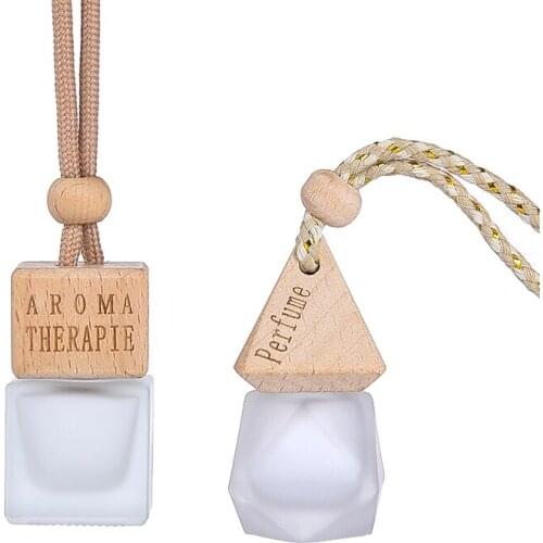 Wholesale 6ML Air Freshener Car-styling Perfume Pendant For Essential Oils Car Perfume Bottle Frosted Glass Auto Ornament