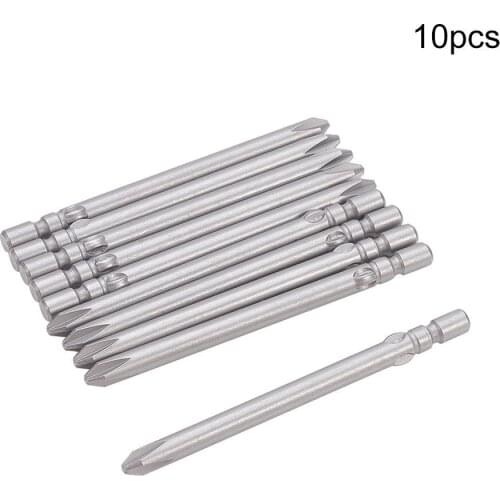 New 10pcs 60mm Phillips Screwdriver Bits 4mm Shank Dia Round Shank Magnetic Bits 1.6PH00 2.5PH0 2.5PH1 2PH0 3PH0 3PH1 4PH1 4PH2