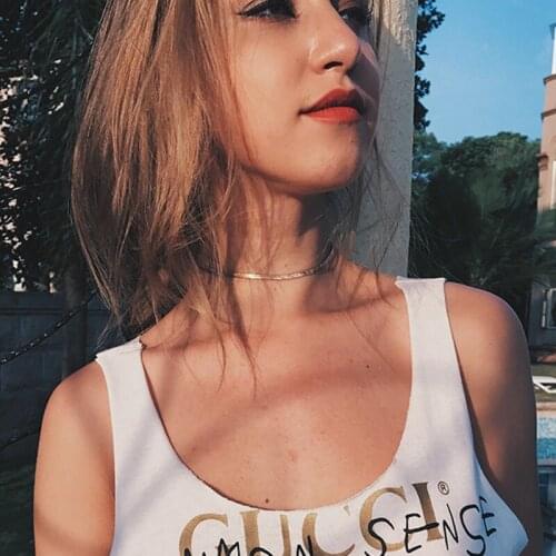 New Punk Chokers Necklaces For Women Sequins Simple Flat Blade Snake Collar Necklace Gold Silver Fashion Jewelry