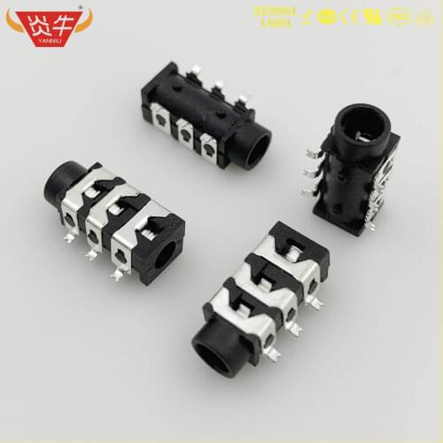 PJ313D 3.5mm SMD SMT 6PIN 3+3 DIP AUDIO SOCKET HEADPHONE CONNECTOR HEADPHONE SOCKET TWO CHANNEL PC PJ-313D