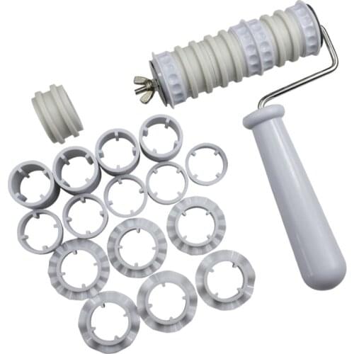 Fondant Strip Ribbon Cutter Sugarcraft Cake Decorating Tools Plastic Cake Rolling Pin Embosser Roller Set Baking Tools