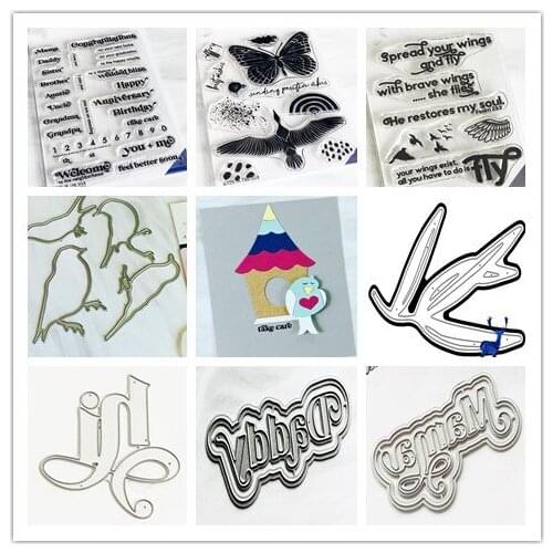Bird butterfly Transparent Clear Stamps for DIY Scrapbooking/Card Making/Kids Christmas Fun Decoration Supplies