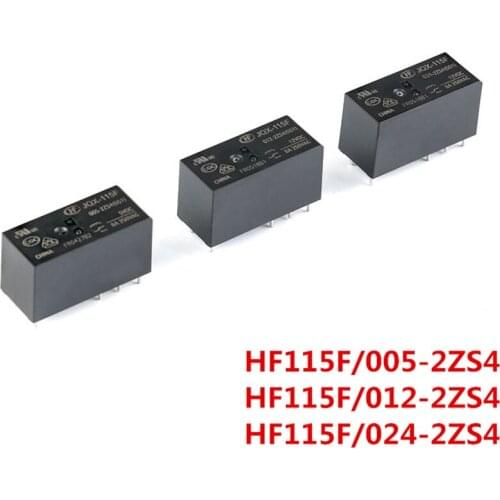 2PCS Relay HF115F 012-2ZS4 JQX-115F 024-2ZS4 HF115F-012-2ZS4-12VDC JQX-115F-024-2ZS4 005-2ZS4 12VDC DC5V 12V 24V 8A 250VAC 8Pin