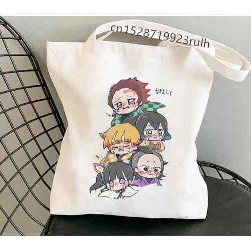 Anime Demon Slayer Shopper Shopping Bags Eco Daily Use Foldable Handbag Large Capacity Tote Bag Handbags Harajuku Shoulder Bags