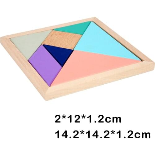 Wood Tangram Puzzle Brain Teaser Intelligent Jigsaw Block Preschool Educational Toy