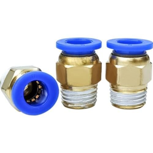 HIGH QUALITY 10pcs BSPT PC8-02 Air Pneumatic Fitting 8mm Tube 1/4" Male Thread Air Pipe nipple brass Connector Qu