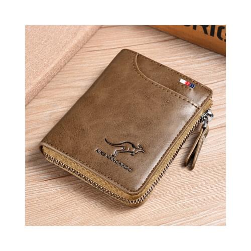 RFID Blocking Vintage Business Kangaroo Credit Card Holder Case Anti-Theft Clutch Short Mens Leather Wallet Large Capacity
