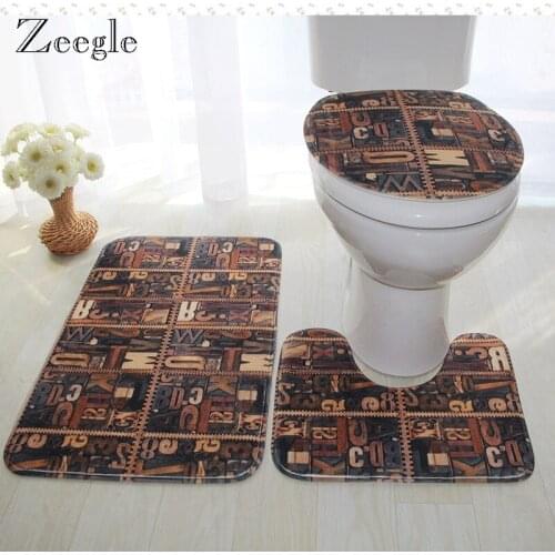 Zeegle Bath Mats Set Bathroom Carpet Non-slip Shower Room Rug Nordic Pattern Bath Mat Absorbent Sponge Carpets