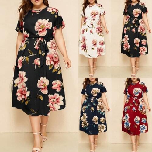 Plus Size Women Summer Dress Short Sleeve Good Workmanship O Neck Short Sleeve Casual Oversize Women Dress for Work