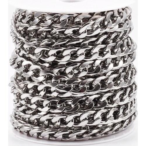 10m/Roll 304 Stainless Steel Cuban Link Chains Unwelded Chunky Curb Chains For Unisex DIY Necklace Bracelet Chains Accessories